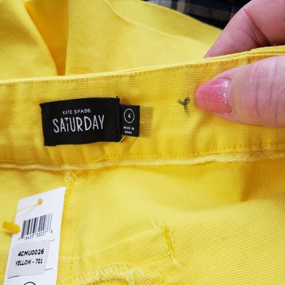 Kate Spade Saturday Yellow Chino Shorts Size 4 Stretch Cotton NEW Preppy - Picture 5 of 7